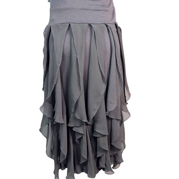 Anthropologie Ric Rac Dress Womens Size XS Rising‎ Vapors Grey Ruffle Keyhole - Picture 6 of 10